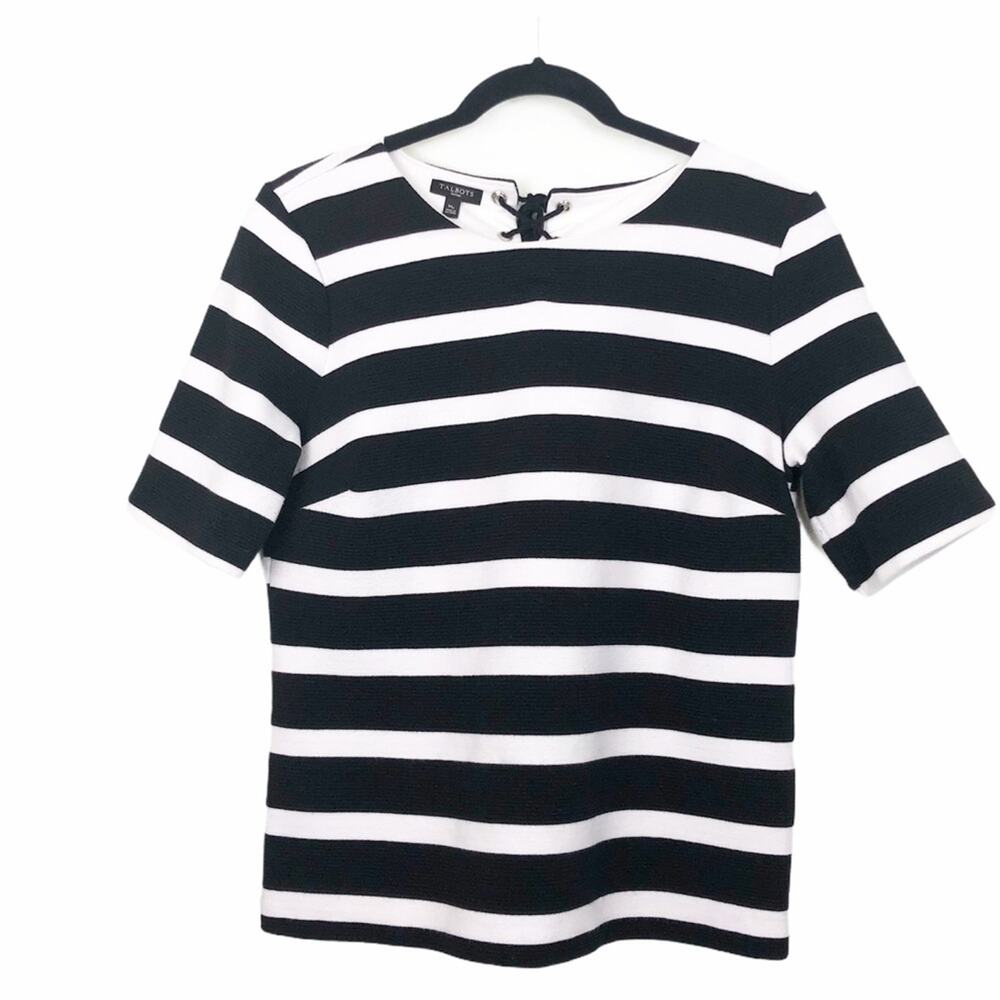 Talbots Boxy MP Tie Back Nautical 1/4 Sleeve Top